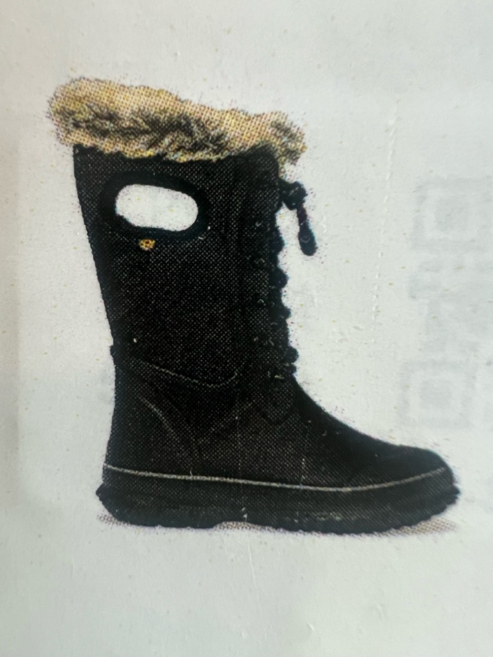 Bogs Black Winter Lace-Up Boots with Faux-Fur Collar